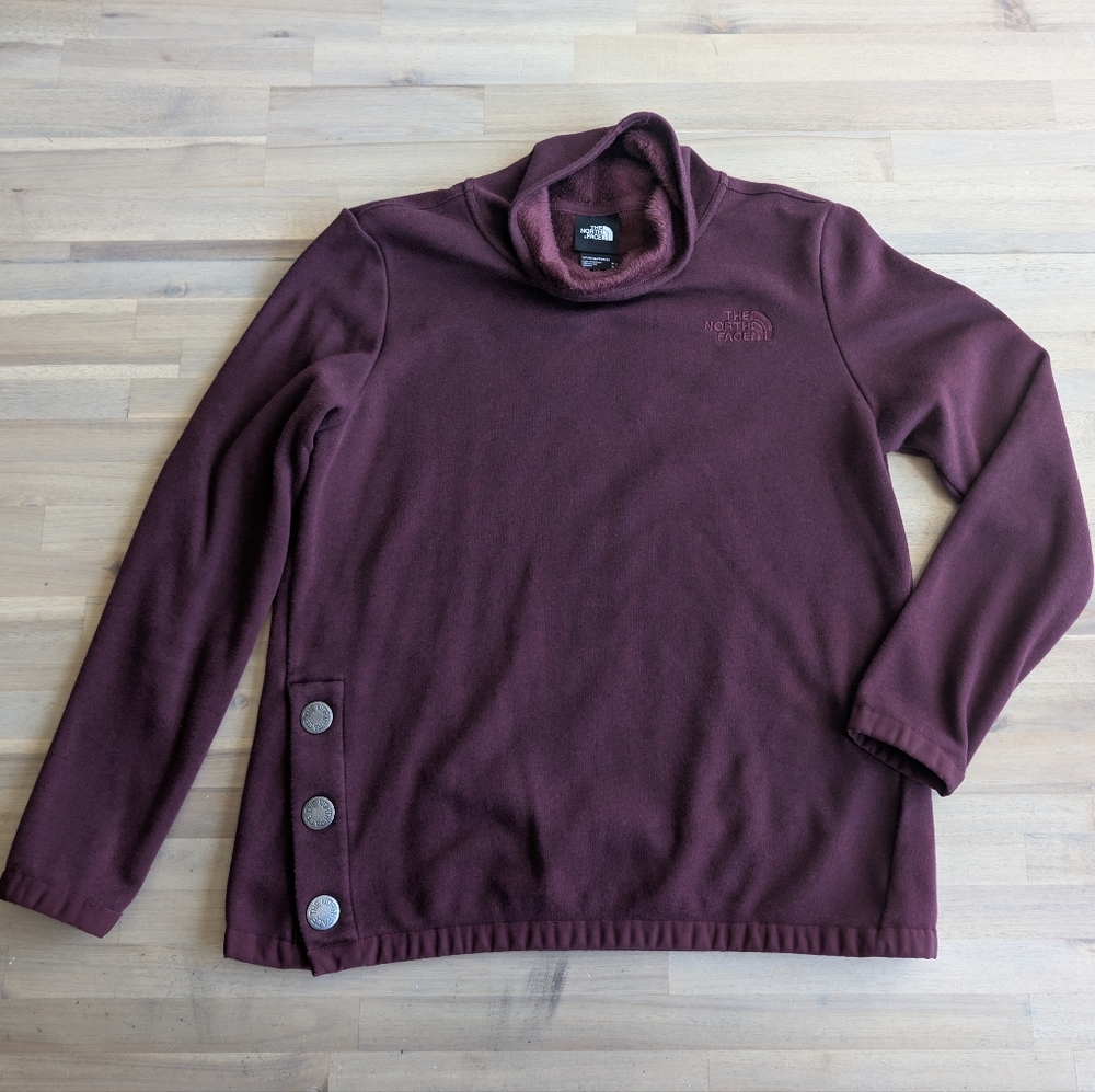 The North Face Sweatshirt Size Medium Fleece Lined Pullover Mock Neck Snap